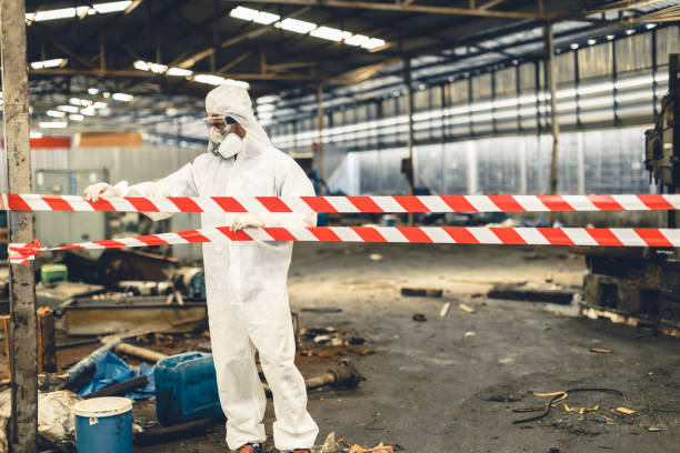 Professional Biohazard Cleanup technician working in Dowling, MI